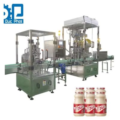 Máy đóng gói sữa chua uống dạng chai hàn seal nhôm Máy đóng gói sữa chua uống dạng chai hàn seal nhôm