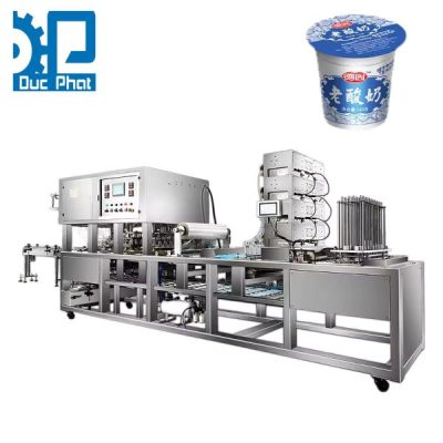 Máy đóng gói sữa chua dạng hộp miệng hàn seal nhôm Máy đóng gói sữa chua dạng hộp miệng hàn seal nhôm