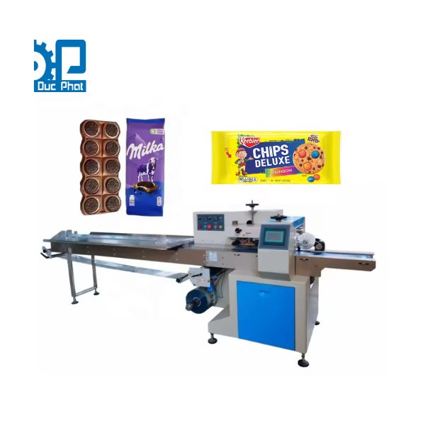 Máy đóng gói bánh M&M's Cookies túi gối Máy đóng gói bánh M&M's Cookies túi gối